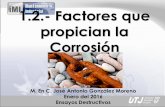 1.2.- Factores que propician la Corrosión · PDF fileIntroducción: •En esta presentación, se estudiarán los factores básicos que generan o inician la corrosión, con el fin