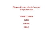 Dispositivos electrónicos de potencia TIRISTORES GTO ...lisandrolanfranco.com/wp-content/uploads/2016/03/Dispositivos-de... · TRIAC DIAC • Los tiristores ... SCR), al que se le
