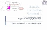 Universidad de Los Andes Escuela de Ingeniería de · PDF fileTema 1. Los Sistemas de gestión de archivos 2 EISULA. Dpto. De Computación. Isabel Besembel C. Base de Datos. Sem. B-15