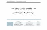 MANUAL DE CALIDAD ISO 9001:2015 - Principal · PDF fileSistema de Bibliotecas – Universidad de Los Andes Manual de Calidad MAN-45-1-03-01 V0 MANUAL DE CALIDAD ISO 9001:2015 Sistema