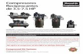Compresores Manual de Reciprocantes Propietarios de 3.5 … · CUIDADO: Lea todos los pasos de instalación en la guía de instalación, y el manual del paquete del compresor antes