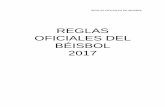 REGLAS OFICIALES DEL BÉISBOL 2017 1.10 a 1.11 Si no se presenta ninguna objeción antes de usarse el bate previo, entonces una violación a la regla 1.10(c) en esa jugada no nulificará