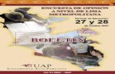 BOLETÍN - Universidad Alas Peruanasuap.edu.pe/encuesta/Documentos/ENCUESTA_UAP_N… ·  · 2008-01-102 Encuesta de opinión a nivel de Lima Metropolitana CREDITOS: ELABORACIÓN