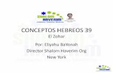 CONCEPTOS HEBREOS 39 - shalomhaverim.org · ZOHAR - רהז - • El Zohar (Esplendor), escrito en arameo, en forma de un comentario en los Cinco Libros de Moisés, es la obra mística