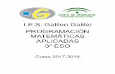 I.E.S. Galileo Galilei PROGRAMACIÓN MATEMÁTICAS …iesgalileocordoba.es/wp-content/uploads/2015/10/3-ESO-MAT_APL_17... · análisis de los datos mediante el uso de distintas clases