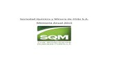 Sociedad Química y Minera de Chile S.A. Memoria Anual 2015 generales/SQM/meman… · SQM es un productor y comercializador integrado de nutrientes vegetales de especialidad, yodo,