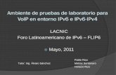 LACNIC Foro Latinoamericano de IPv6 FLIP6 Mayo, 2011 cada práctica se elaboró un documento en el que se expone la correcta realización de la práctica. Los documentos servirán