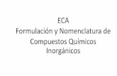 ECA Formulación y Nomenclatura de Compuestos … · Número de oxidación (Nox): Iones: ... Tipos de compuestos Nomenclaturas químicas −2 𝐻−1 𝐻+1. Competencia: uso de
