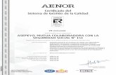 Certificado del Sistema de Gestión de la Calidad - asepeyo.es · dispone de un sistema de gestión de la calidad conforme con la Norma ISO 9001:2015 para las actividades: A)Gestión