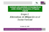 Grupo 2. Alternativas de Mitigación en el Sector Forestal · • Metodologías de medición y monitoreo ... CAPTURA DE CARBONO EN BOSQUES Captura de Tipo de actividad Propuesta carbono