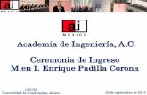 Academia de Ingeniería, A.C. Ceremonia de Ingreso … · 26 de septiembre de 2013 CUCEI Universidad de Guadalajara, ... 11.7 13.3 ----- ... Esta práctica de reparar solamente la