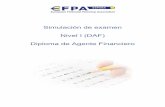 Simulación de examen Nivel I (DAF) Diploma de … · A EFPA España. Simulación. Nivel DAF. 2 4. Una semana antes del vencimiento, un inversor compra por 3 euros una opción put
