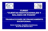 CURSO ““CUENTAS INSTITUCIONALES Y CUENTAS ...€¦ · curso ““cuentas institucionales y cuentas institucionales y balanza de pagos” transacciones de financiamiento excepcional