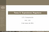 Tema 5: Expresiones Regulares - users.dsic.upv.esusers.dsic.upv.es/~acano/2-DOCENCIA.sm/nTAL_tema5.pdf · Tema 5: Expresiones Regulares U.D. Computacio´n Deﬁniciones Propiedades