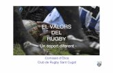 EL VALORS DEL RUGB - Club de Rugby Sant Cugat · A mps les primeres regles escrites dels jocs de football ... Promoció valors segons ldel 'IRB en el cas de la FederacióAnglesa Juga