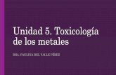 Unidad 5. Toxicología de los metales · Metales utilizados en la medicina ... •Acumulación en tejidos ricos en quetarina ... • Tuberías de agua (desde la antigua Roma)