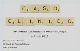 Sociedad Catalana de Reumatología 9 Abril 2010 · Mantoux 8 mm, sin antecedentes ni contactos tuberculosos. Ignora vacunación. Nov. 2004. ... Eritema nodoso, pseudofoliculitis,