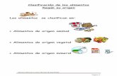el origen de los alimentos · Mónica Miriam Cantos Bernal (Lima-Perú) Página 1 Clasificación de los alimentos Según su origen Los alimentos se clasifican en: • Alimentos de