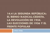 14.4 LA SEGUNDA REPÚBLICA: EL BIENIO RADICAL … · LA REVOLUCIÓN DE 1934. LAS ELECCIONES DE 1936 Y EL FRENTE POPULAR ... Restablecimiento del Estatuto Catalán y la Generalitat