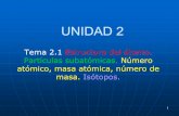 UNIDAD 2 - depa.fquim.unam.mxdepa.fquim.unam.mx/amyd/archivero/pptU2temas2.1y2.2_28742.pdf · UNIDAD 2 Tema 2.1 Estructura del átomo. Partículas subatómicas. Número atómico,