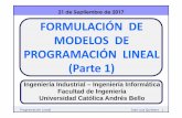 21 de Septiembre de 2017 FORMULACIÓN DE … 02 (21-09-17).pdf · Programación Lineal José Luis Quintero 1 21 de Septiembre de 2017 Ingeniería Industrial – Ingeniería Informática