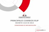 PRINCIPALES CAMBIOS RUP · REPORTE DE ENTIDADES DEL ESTADO: sanciones e inhabilidades permanecerán por el término que dure la ... RÉGIMEN DE TRANSICIÓN RUP 2013 - 2014 .