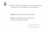 2: Sistemas combinacionales - Academia Madrid …³n y síntesis de circuitos combinacionales ESPECIFICACIÓN DE SISTEMAS COMBINACIONALES • El subsistema binariotraduce un vector
