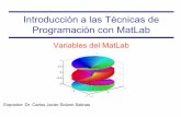 Introducción a las Técnicas de Programación con MatLab · • La sección también presenta las operaciones de MatLab para cálculos con datos. 4 /36 Variables en MatLab. 5 /36