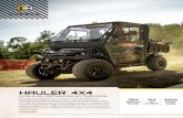 HAULER 4X4 · 2017-04-13 · El Hauler 4x4 equipado con un motor de gas EFI (inyección electrónica de combustible) de 28 hp y con 4x4 selecionable, tiene un rango de 160 km para