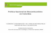 Política Nacional de Biocombustibles en Colombia · Pequeñas Plantas de Biodiesel. Ministerio de Agricultura y Desarrollo Rural ... Antioquia Urabá 187.000 Huila Río Magdalena