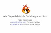 Alta Disponibilidad de Cortafuegos en Linux - RedIRIS … · 2006-12-04 · iptables P FORWARD DROP ... implementación de cortafuegos en Alta Disponibilidad sobre Linux con éxito