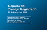 Reporte del Trabajo Registrado · Reporte del Trabajo Registrado 28 de febrero de 2018 Subsecretaría de Políticas, Estadísticas y Estudios Laborales Ministerio de Trabajo, Empleo