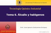 Tema 6. Álcalis y halógenos - diquima.upm.es · Diagrama de Jänecke K m o l H 2 O / k m o l d e s a l ... neutralizan los ácidos en varios procesos comerciales: ... de la celulosa