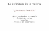 La diversidad de la materia - Pedro Callealtapedrocallealta.weebly.com/uploads/2/6/9/3/...mezclas_y_separacione… · Las mezclas homogéneas son aquellas en las que no se pueden