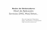 Redes de Ordenadores Nivel de Aplicación: Servicios DNS, Mail, Telnet · 2013-08-06 · 10 octubre 2007 Aplicación 2 /38 Servicios de Internet Objetivos: ‣ Aprender con el ejemplo: