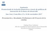 Seminario Promoviendo la inclusión financiera a través ... · Presentación y Resultados Preliminares del Proyecto de la CEPAL. ... • La banca de desarrollo y la innovación para