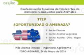 TTIP ¿OPORTUNIDAD O AMENAZA? - foroagrario.com · Confirmándose esto, el TTIP no afecta a este sector Asociación Internacional que representa a los productores de aceite de oliva