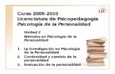 Curso 2009-2010 Licenciatura de Psicopedagogíaasignatura.us.es/personalidad/doc/pp_t2.pdf · Curso 2009-2010 Licenciatura de Psicopedagogía Psicología de la Personalidad Unidad