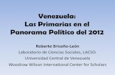 Venezuela: Las Primarias en el Panorama Político del … Primarias y el... · sentimental o ideológica que de estrato social y ... y las simpatías políticas •En Venezuela la