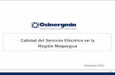 Calidad del Servicio Eléctrico en la Región Moquegua · Seguridad en Instalaciones Eléctricas Públicas Alumbrado Público operativo Atención oportuna ... Tacna 73 868 5 177 3