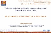 El Acceso Comunitario a las TICs - itu.int · El Acceso Comunitario a las TICs Taller Mundial de Indicadores para el Acceso ... Oriente Proyecto Sur, Centro ... y eficacia de la gestión