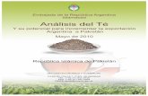 Te - ExportaPymes€¦ · Segmentación por envase Segmentación por marcas Ingreso de té ilegal RECOMENDACIÓN ... El mercado de las bebidas calientes viene creciendo en los últimos