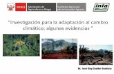 “Investigación para la adaptación al cambio climático ... · Manzano Valle del Mantaro Mayor temp Tolerancia a oidium, que tenían algunas variedades, ha cambiado a susceptibilidad