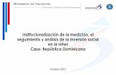 Institucionalización de la medición, el seguimiento y ... · •La inversión Pública destinada a la Niñez en la República Dominicana 2010-2013. •La Inversión Pública dirigida