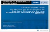 Validación del Cuestionario de Subtipos Clínicos de ... · 2016 104 Fernando Zubiaga Terrón Validación del Cuestionario de Subtipos Clínicos de Burnout BCSQ-36 en personal de