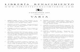 varia. 322 - Enero 2015.pdf · 2 Catálogo 322 Librería Renacimiento 13 (N10994) ANÓNIMO. (Atribuida a Pío Baroja).- GUÍA ILUSTRADA DEL PAIS VASCO español francés. Con 5 planos