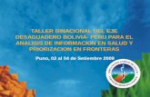 Taller de Priorización de Indicadores de Salud · TALLER ANDINO DE ARMONIZACION DEL ANALISIS DE SITUACION DE SALUD Y GENERACION DE EVIDENCIA EPIDEMIOLOGICA SOBRE ... # de proyectos