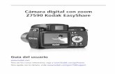 Cámara digital con zoom Z7590 Kodak EasyShare · Funciones de la cámara ES iii Vista posterior 1 Anilla para la correa para colgar al cuello 9 Joystick (mover ), Botón OK (Aceptar)