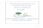 2º ESO - iesparquegoya.esiesparquegoya.es/files/FQ/RESUMEN PROGRAMACIÓN FÍSICA Y... · FÍSICA Y QUÍMICA 2º ESO I.E.S. PARQUE GOYA – ZARAGOZA CURSO 2016-2017 . Página 2 de