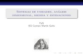 Sistemas de unidades, analisis dimensional, medida y ...jacobi.fis.ucm.es/rtandres/iescmg/e4/pres_medida.pdf · Analisis dimensional y estimaciones Ecuaciones dimensionales Una ecuaci